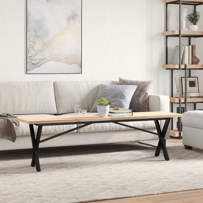vidaXL Coffee Table X-Frame 160x40x45.5 cm Solid Wood Pine and Steel