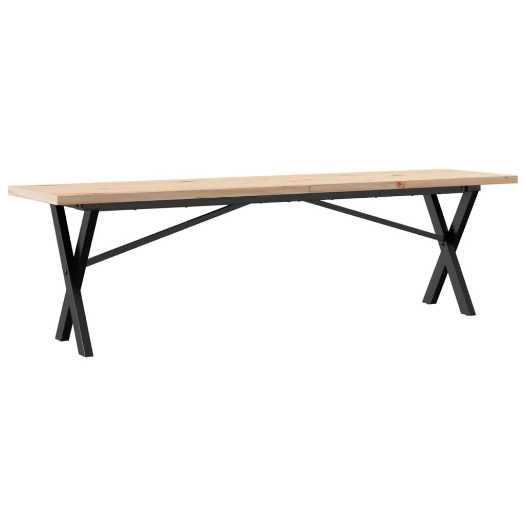 vidaXL Coffee Table X-Frame 160x40x45.5 cm Solid Wood Pine and Steel