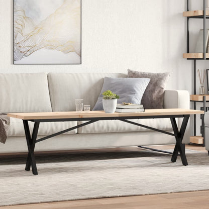vidaXL Coffee Table X-Frame 160x40x45.5 cm Solid Wood Pine and Steel