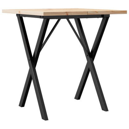 vidaXL Dining Table X-Frame 60x60x75.5 cm Solid Wood Pine and Steel