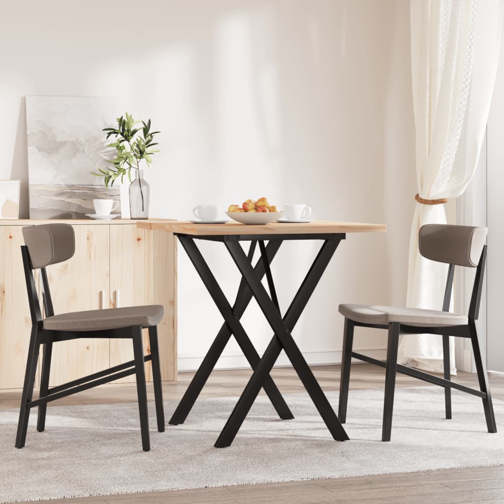 vidaXL Dining Table X-Frame 60x60x75.5 cm Solid Wood Pine and Steel