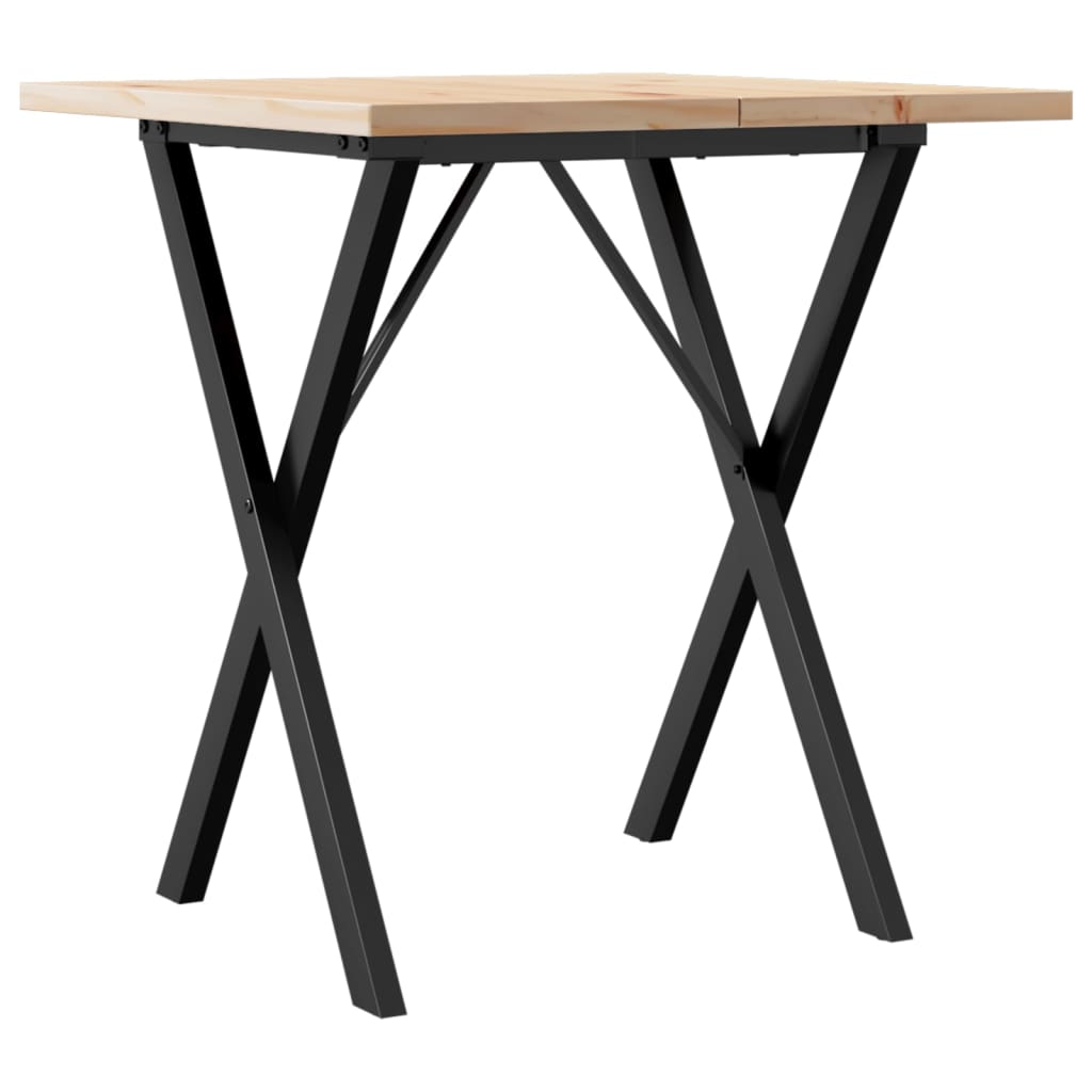 vidaXL Dining Table X-Frame 60x60x75.5 cm Solid Wood Pine and Steel