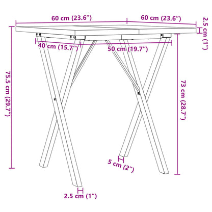 vidaXL Dining Table X-Frame 60x60x75.5 cm Solid Wood Pine and Steel