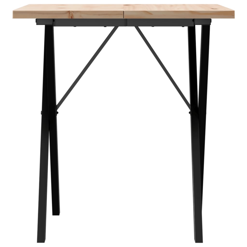 vidaXL Dining Table X-Frame 70x70x75.5 cm Solid Wood Pine and Steel