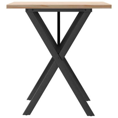 vidaXL Dining Table X-Frame 70x70x75.5 cm Solid Wood Pine and Steel