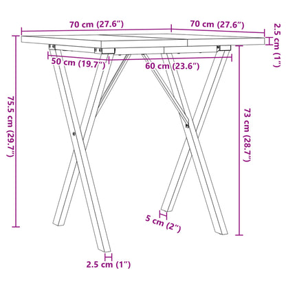 vidaXL Dining Table X-Frame 70x70x75.5 cm Solid Wood Pine and Steel