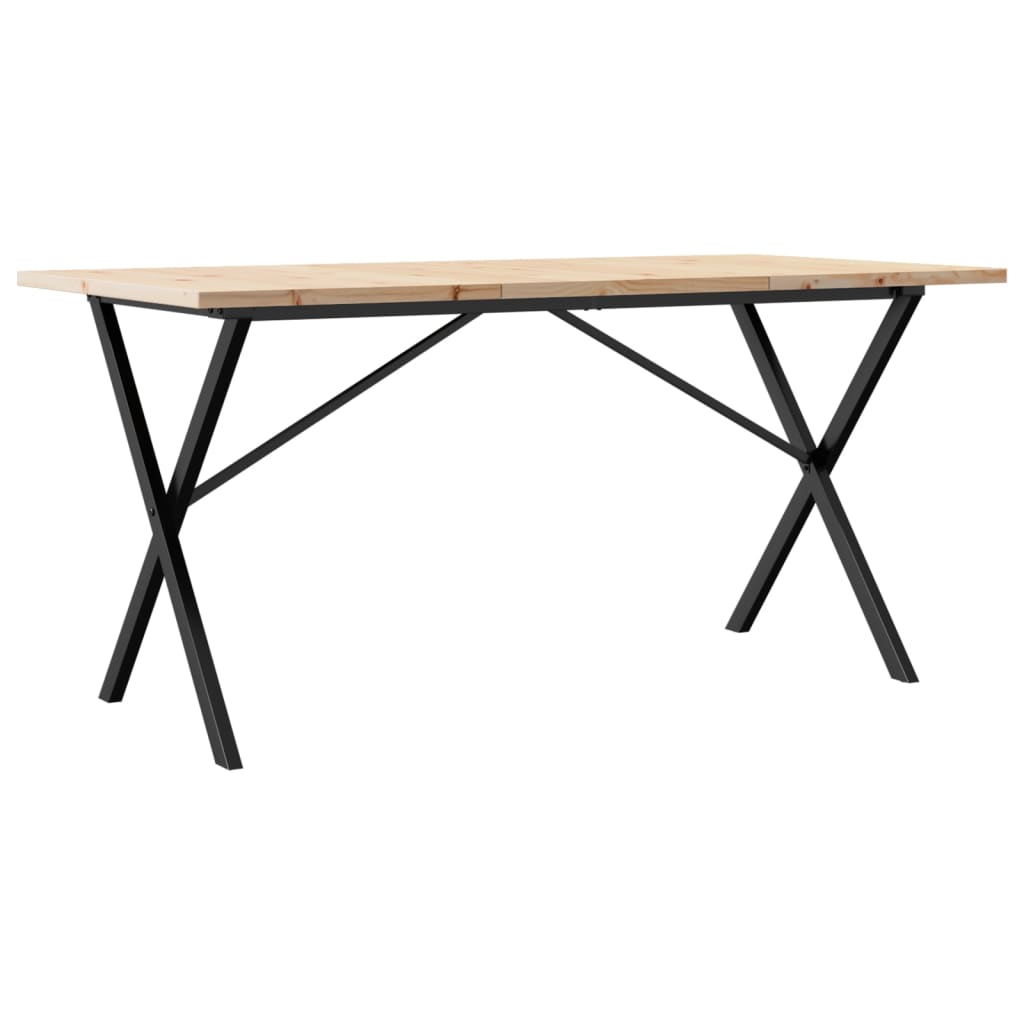 vidaXL Dining Table X-Frame 160x80x75.5 cm Solid Wood Pine and Steel