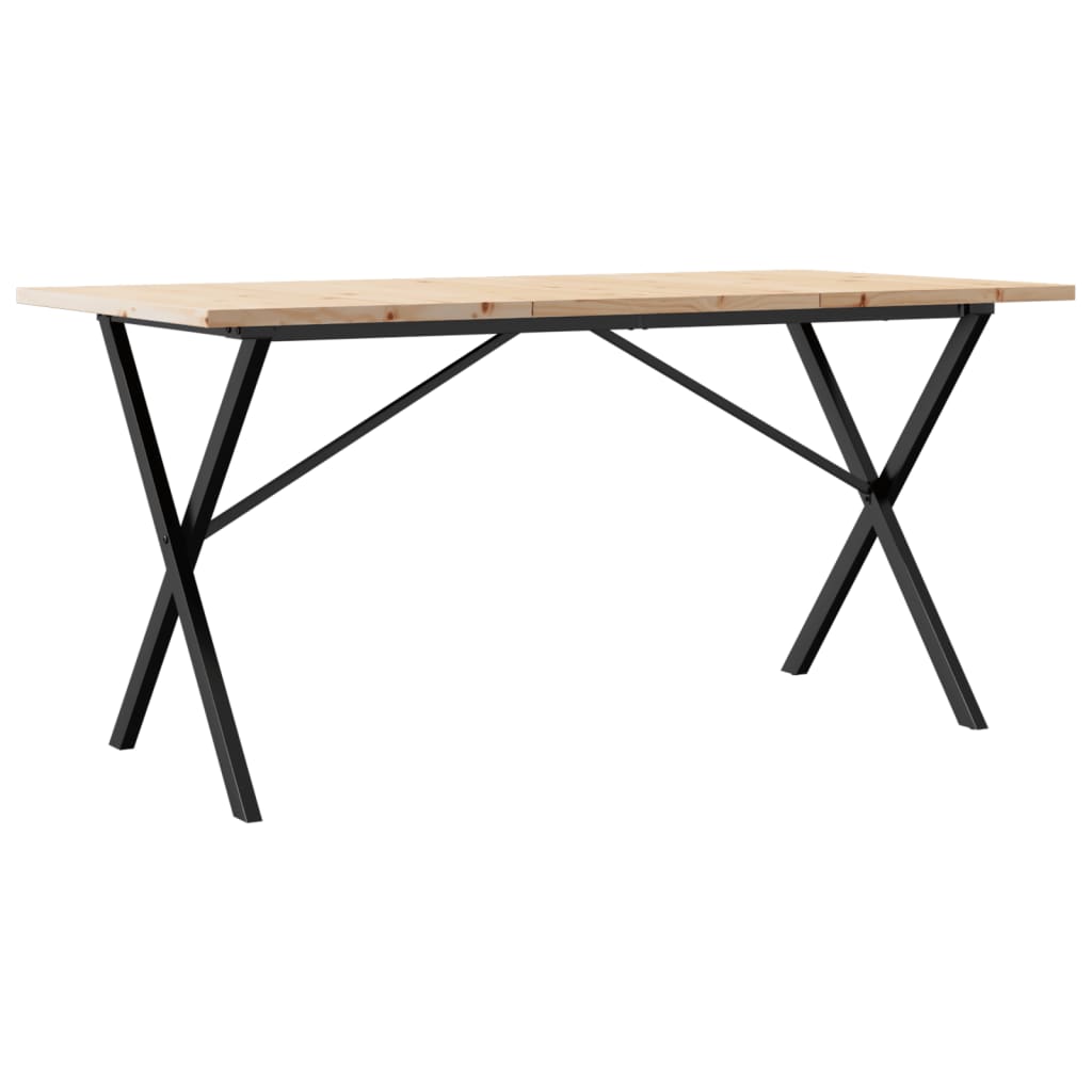 vidaXL Dining Table X-Frame 160x80x75.5 cm Solid Wood Pine and Steel