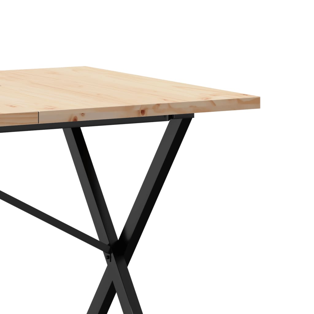 vidaXL Dining Table X-Frame 160x80x75.5 cm Solid Wood Pine and Steel
