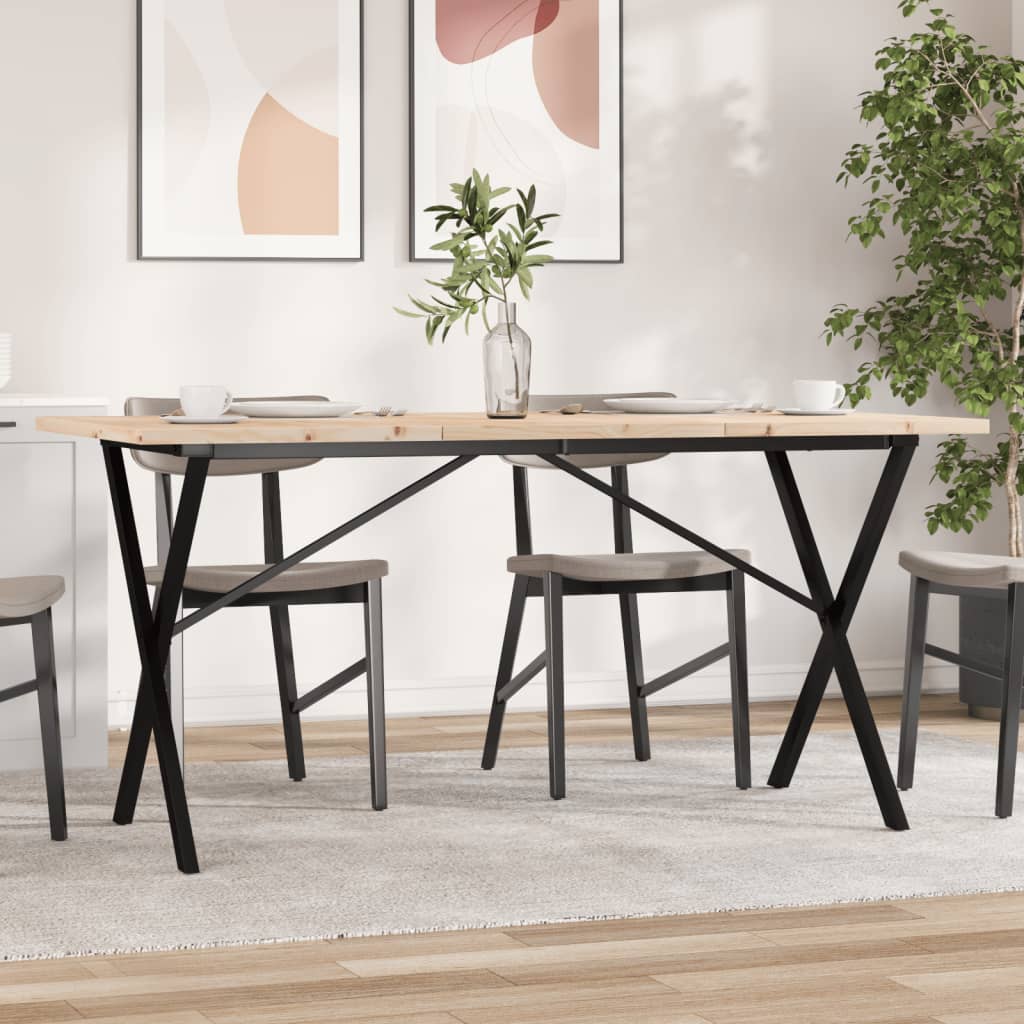 vidaXL Dining Table X-Frame 160x80x75.5 cm Solid Wood Pine and Steel