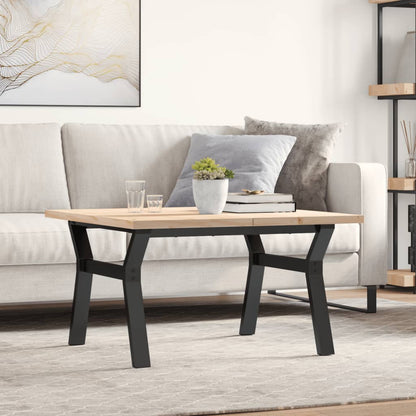 vidaXL Coffee Table Y-Frame 80x80x45.5 cm Solid Wood Pine and Steel