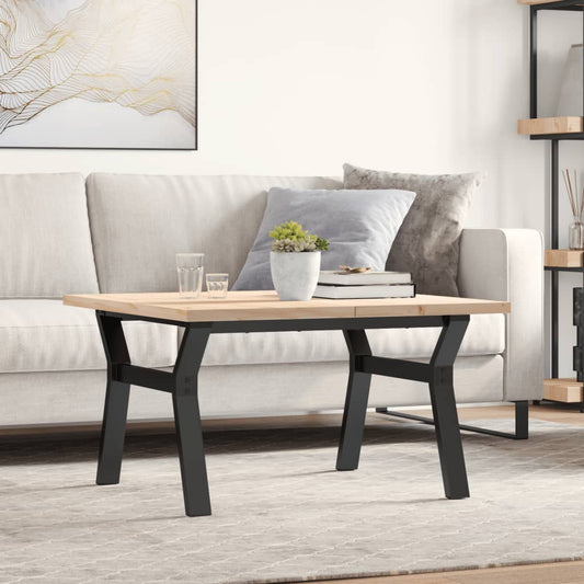 vidaXL Coffee Table Y-Frame 80x80x45.5 cm Solid Wood Pine and Steel