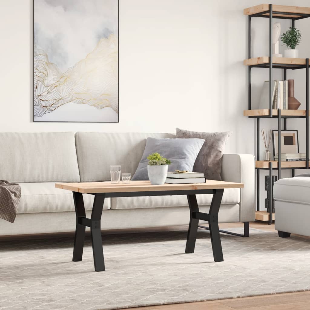 vidaXL Coffee Table Y-Frame 100x50x45.5 cm Solid Wood Pine and Steel