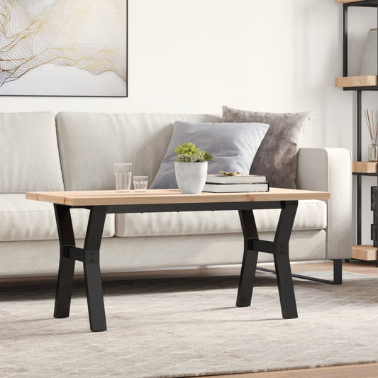 vidaXL Coffee Table Y-Frame 100x50x45.5 cm Solid Wood Pine and Steel