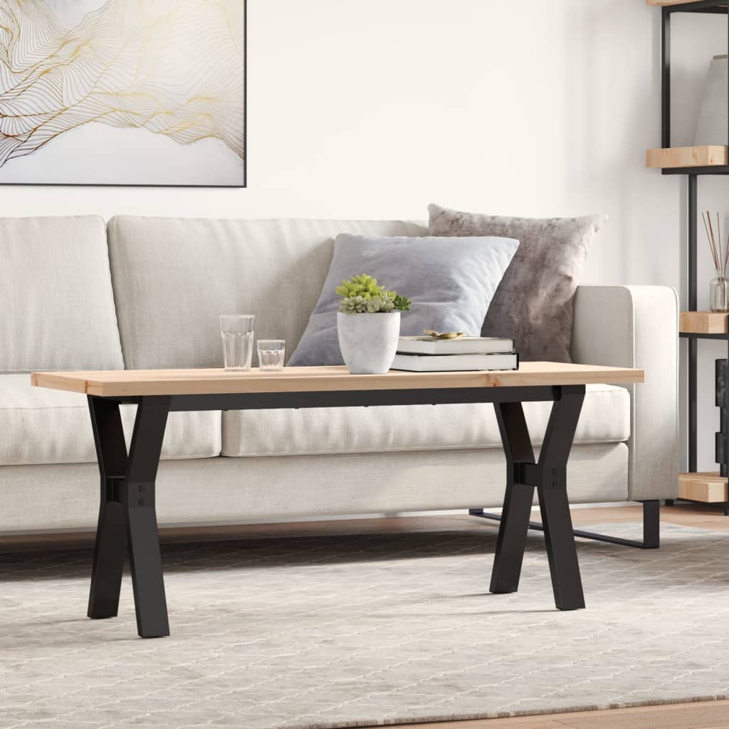 vidaXL Coffee Table Y-Frame 110x40x45.5 cm Solid Wood Pine and Steel