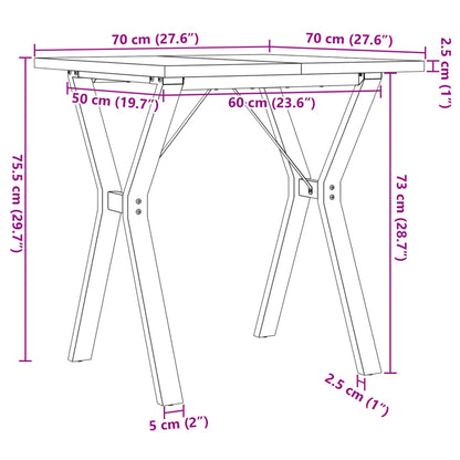vidaXL Dining Table Y-Frame 70x70x75.5 cm Solid Wood Pine and Steel
