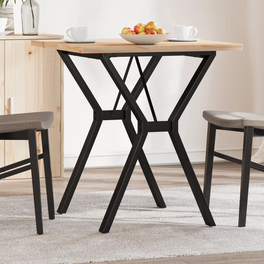 vidaXL Dining Table Y-Frame 70x70x75.5 cm Solid Wood Pine and Steel