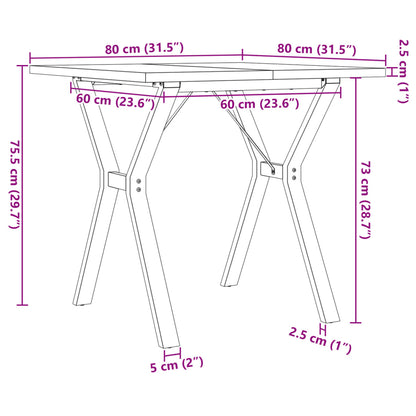 vidaXL Dining Table Y-Frame 80x80x75.5 cm Solid Wood Pine and Steel