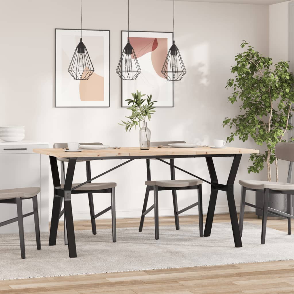 vidaXL Dining Table Y-Frame 140x80x75.5 cm Solid Wood Pine and Steel