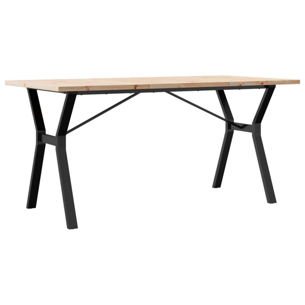 vidaXL Dining Table Y-Frame 140x80x75.5 cm Solid Wood Pine and Steel