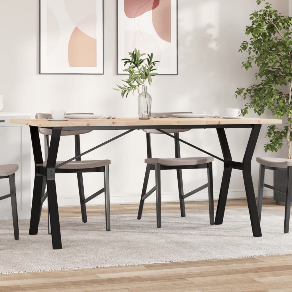 vidaXL Dining Table Y-Frame 140x80x75.5 cm Solid Wood Pine and Steel