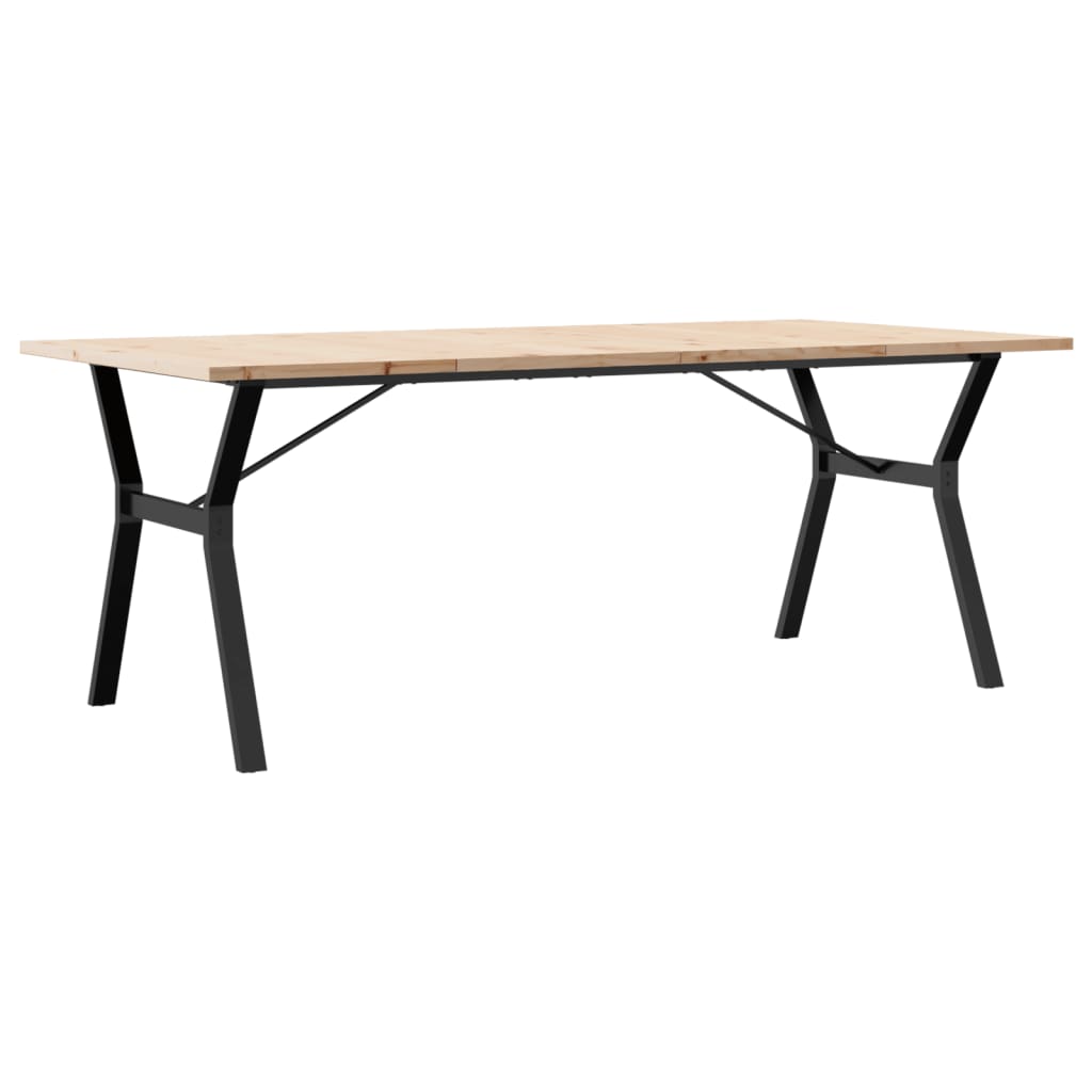 vidaXL Dining Table Y-Frame 200x100x75.5 cm Solid Wood Pine and Steel