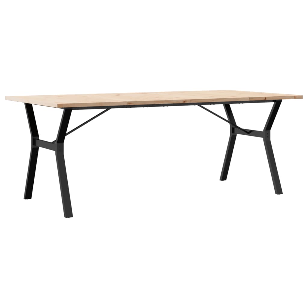 vidaXL Dining Table Y-Frame 200x100x75.5 cm Solid Wood Pine and Steel