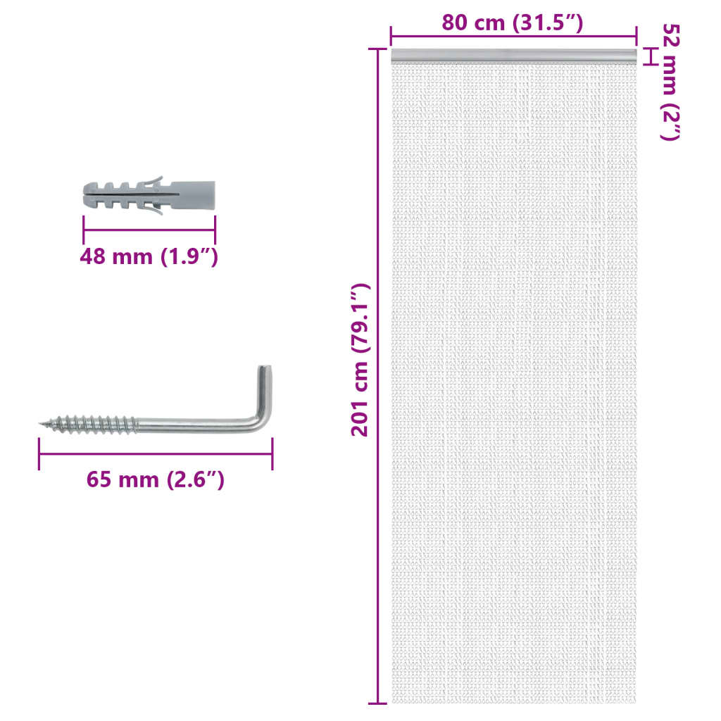 vidaXL Chain Door Fly Screen 80x201 cm Aluminium
