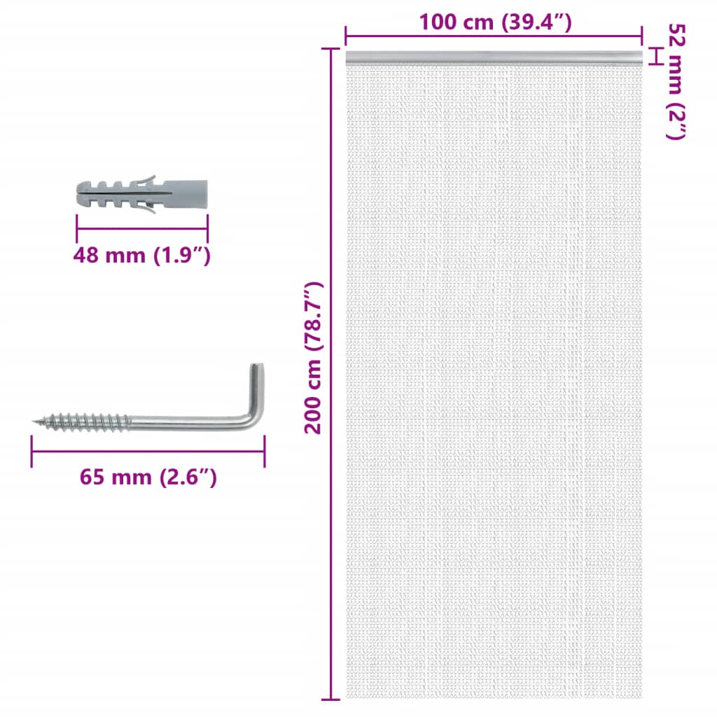 vidaXL Chain Door Fly Screen 100x200 cm Aluminium