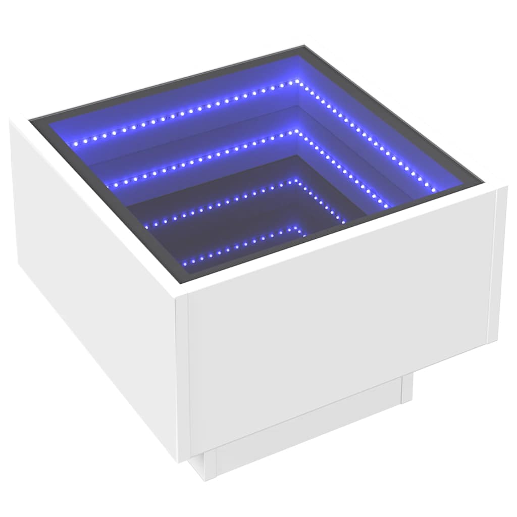 vidaXL Side Table with LED White 40x40x30 cm Engineered Wood
