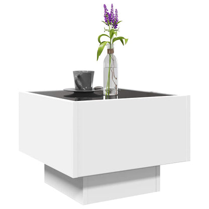 vidaXL Side Table with LED White 40x40x30 cm Engineered Wood