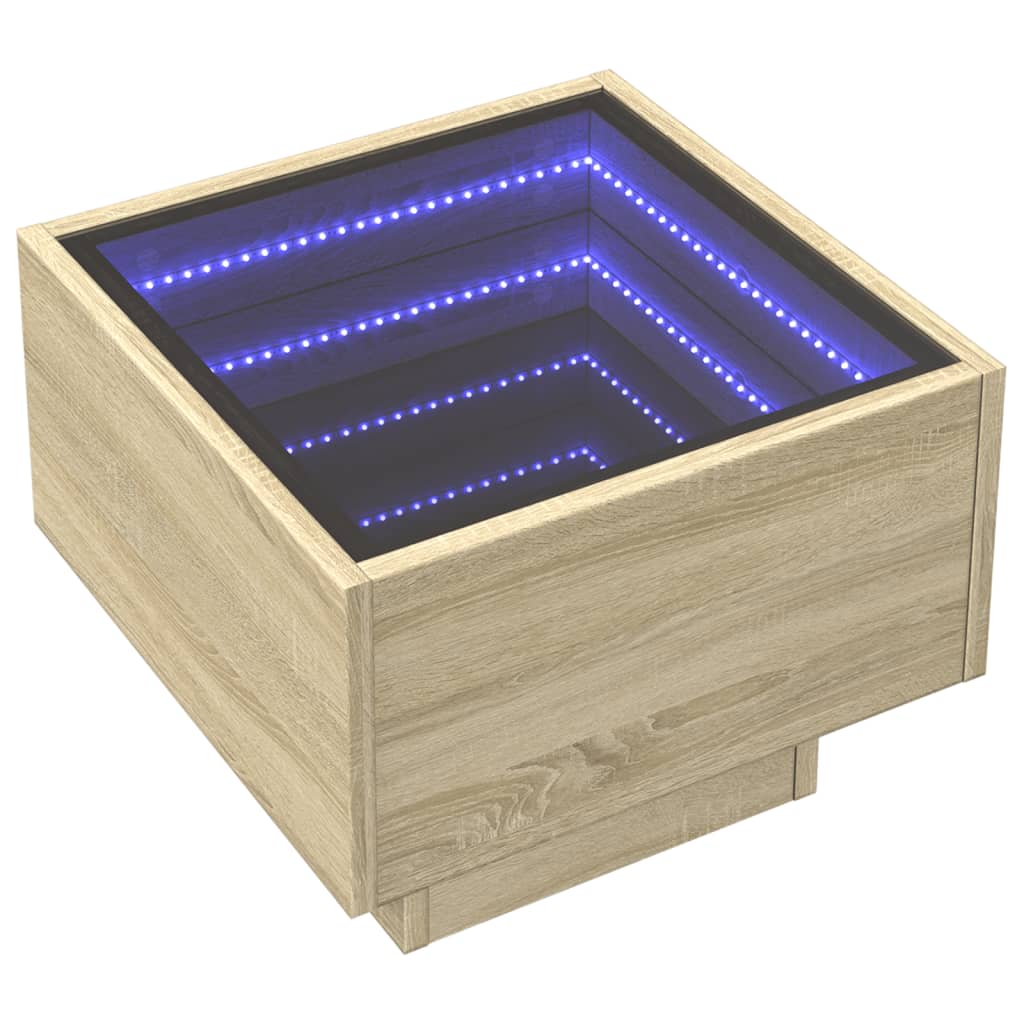 vidaXL Side Table with LED Sonoma Oak 40x40x30 cm Engineered Wood