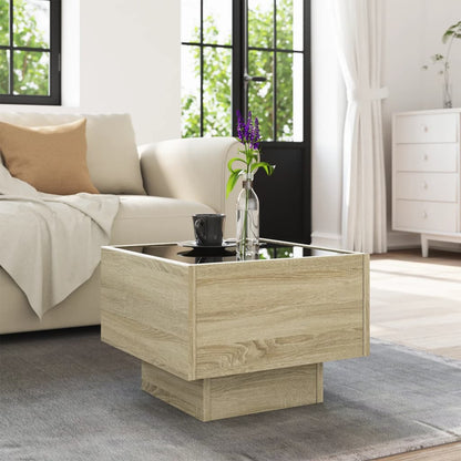 vidaXL Side Table with LED Sonoma Oak 40x40x30 cm Engineered Wood