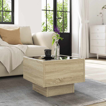 vidaXL Side Table with LED Sonoma Oak 40x40x30 cm Engineered Wood