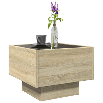 vidaXL Side Table with LED Sonoma Oak 40x40x30 cm Engineered Wood