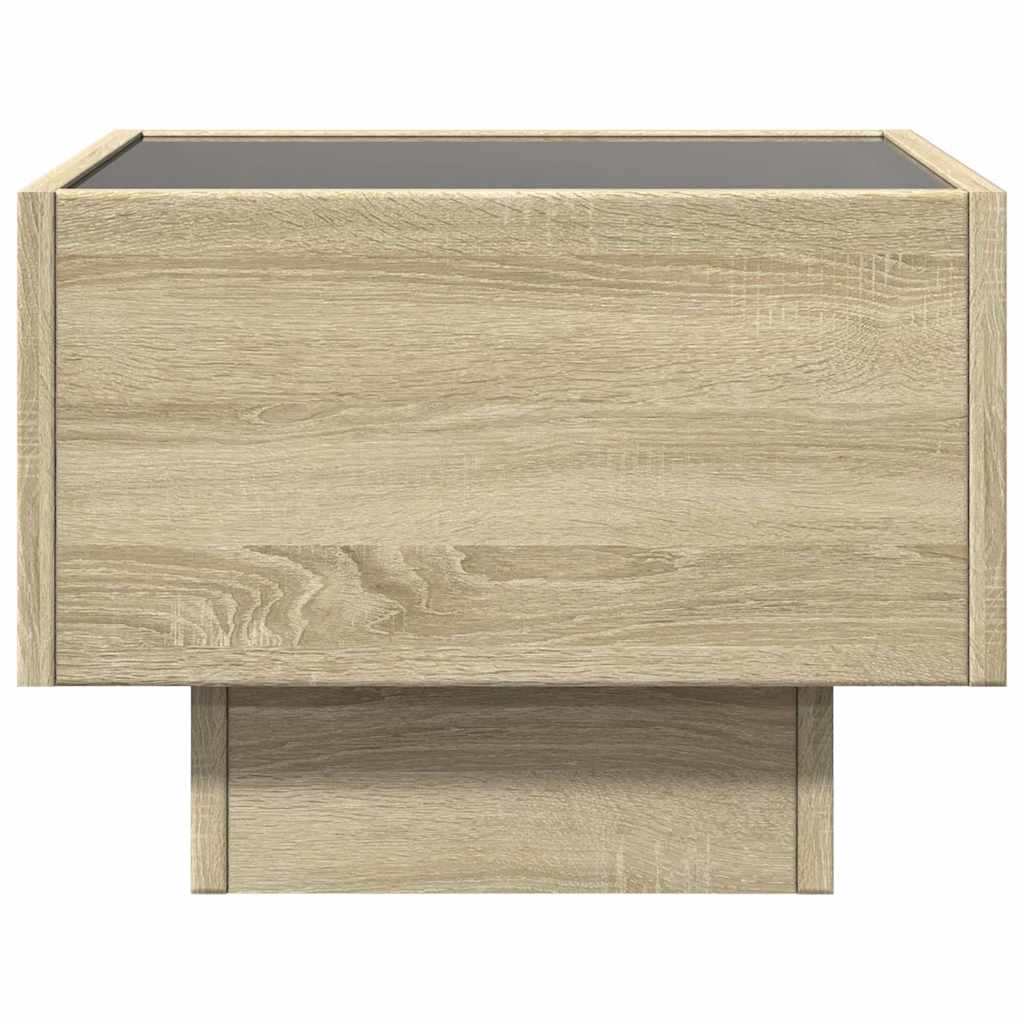 vidaXL Side Table with LED Sonoma Oak 40x40x30 cm Engineered Wood
