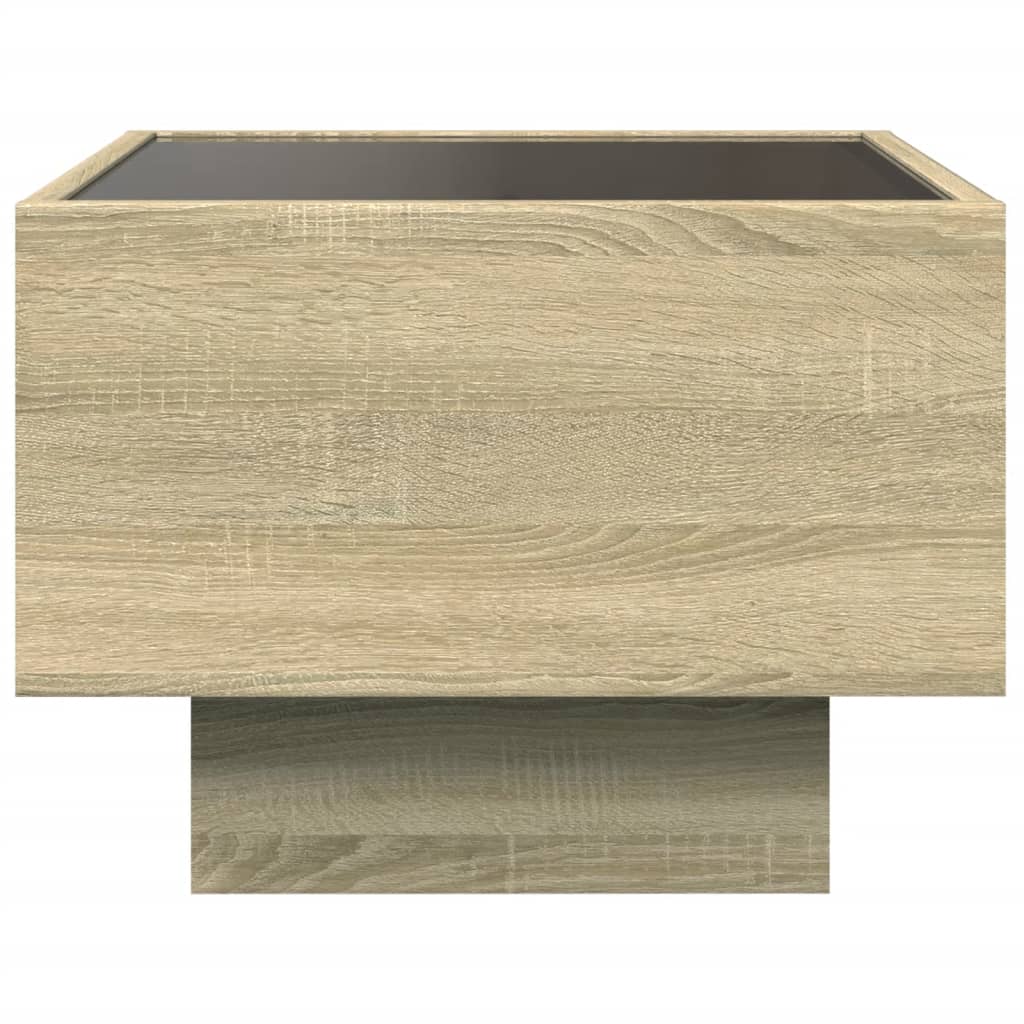 vidaXL Side Table with LED Sonoma Oak 40x40x30 cm Engineered Wood
