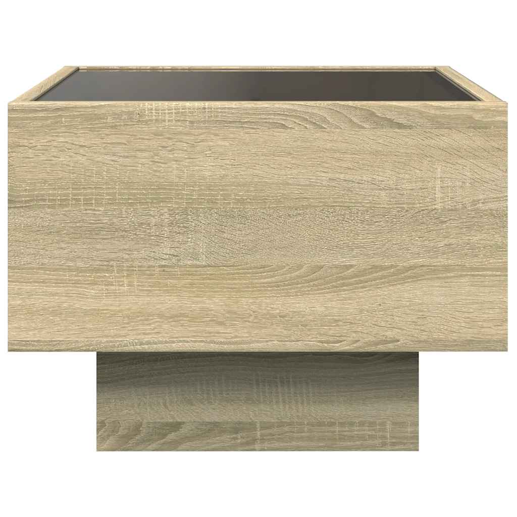 vidaXL Side Table with LED Sonoma Oak 40x40x30 cm Engineered Wood