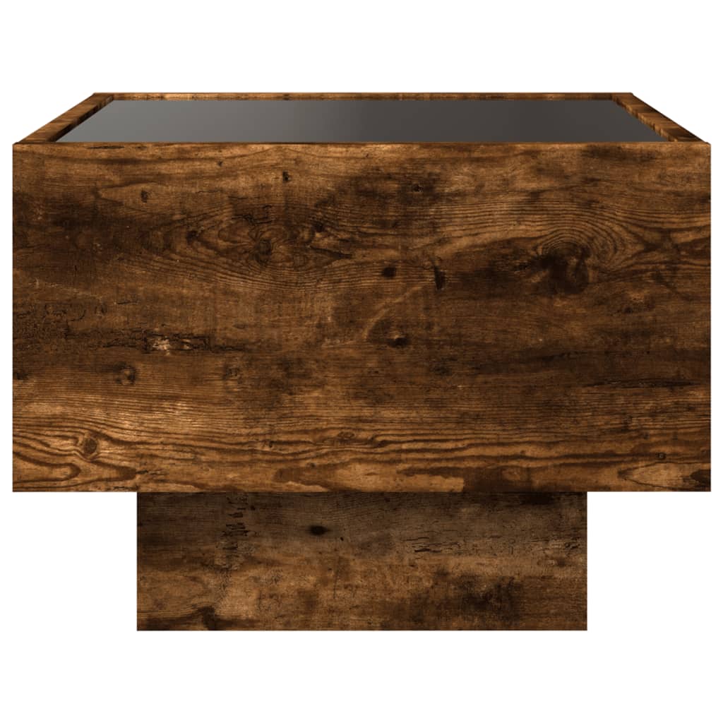 vidaXL Side Table with LED Smoked Oak 40x40x30 cm Engineered Wood
