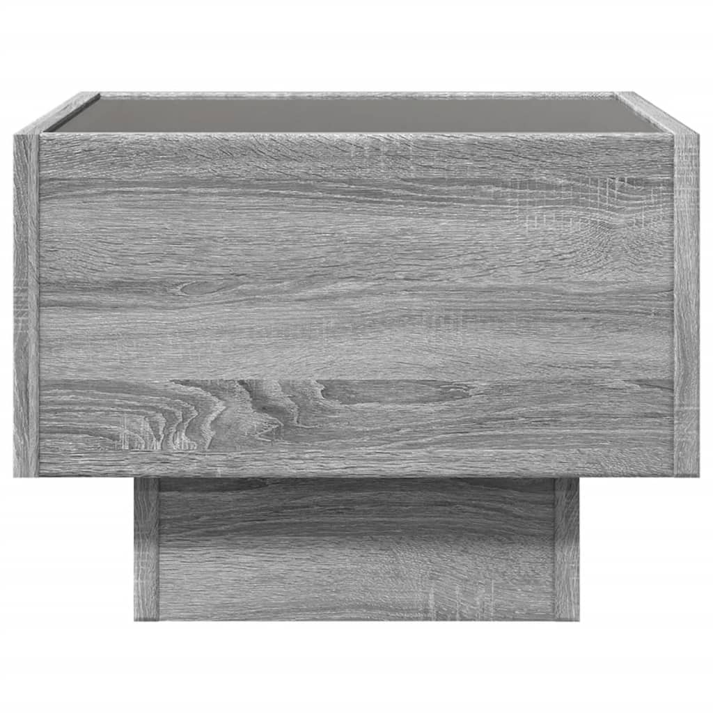 vidaXL Side Table with LED Grey Sonoma 40x40x30 cm Engineered Wood