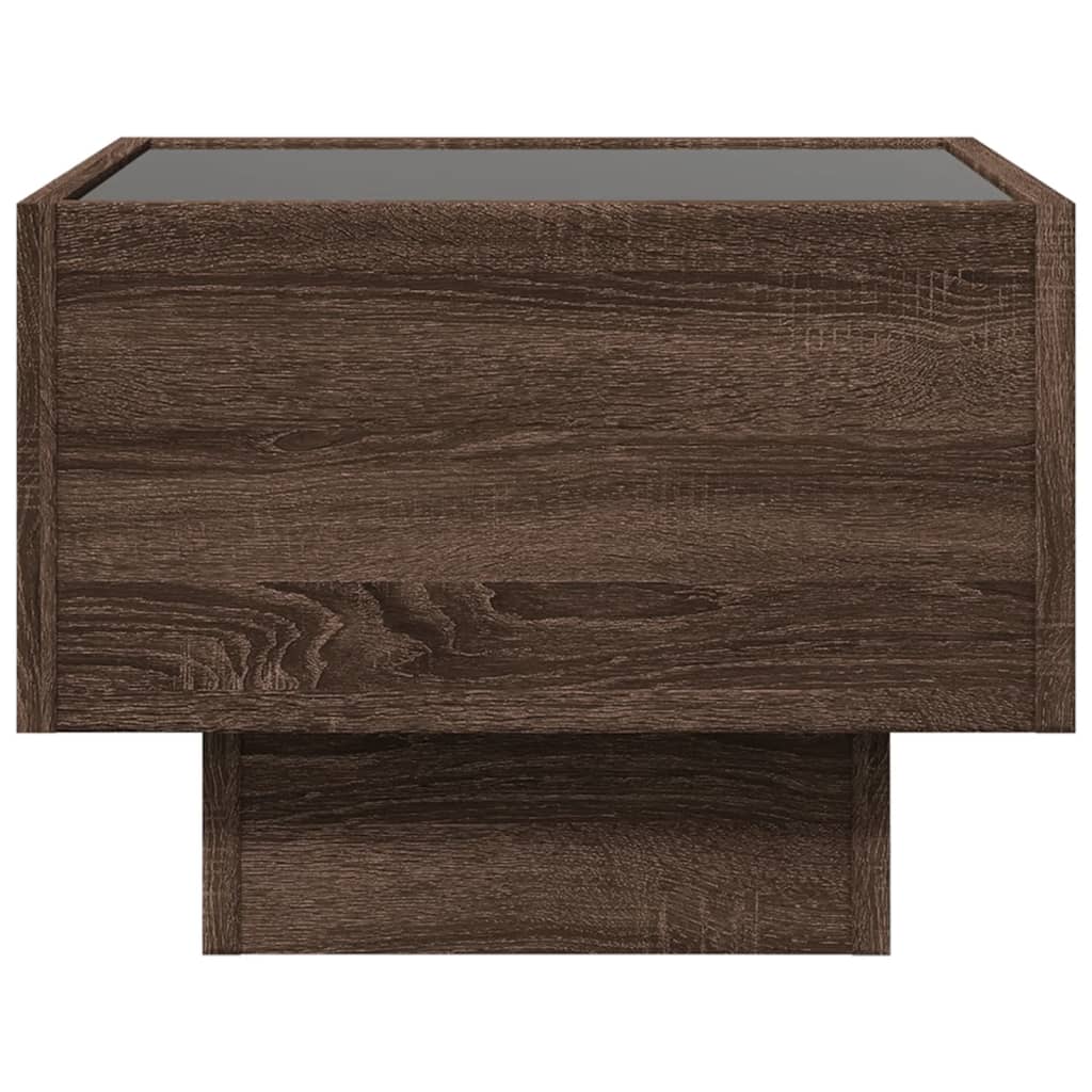 vidaXL Side Table with LED Brown Oak 40x40x30 cm Engineered Wood