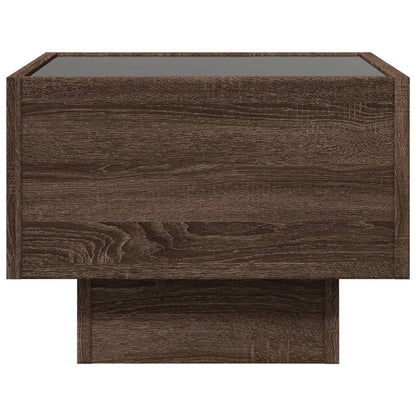 vidaXL Side Table with LED Brown Oak 40x40x30 cm Engineered Wood