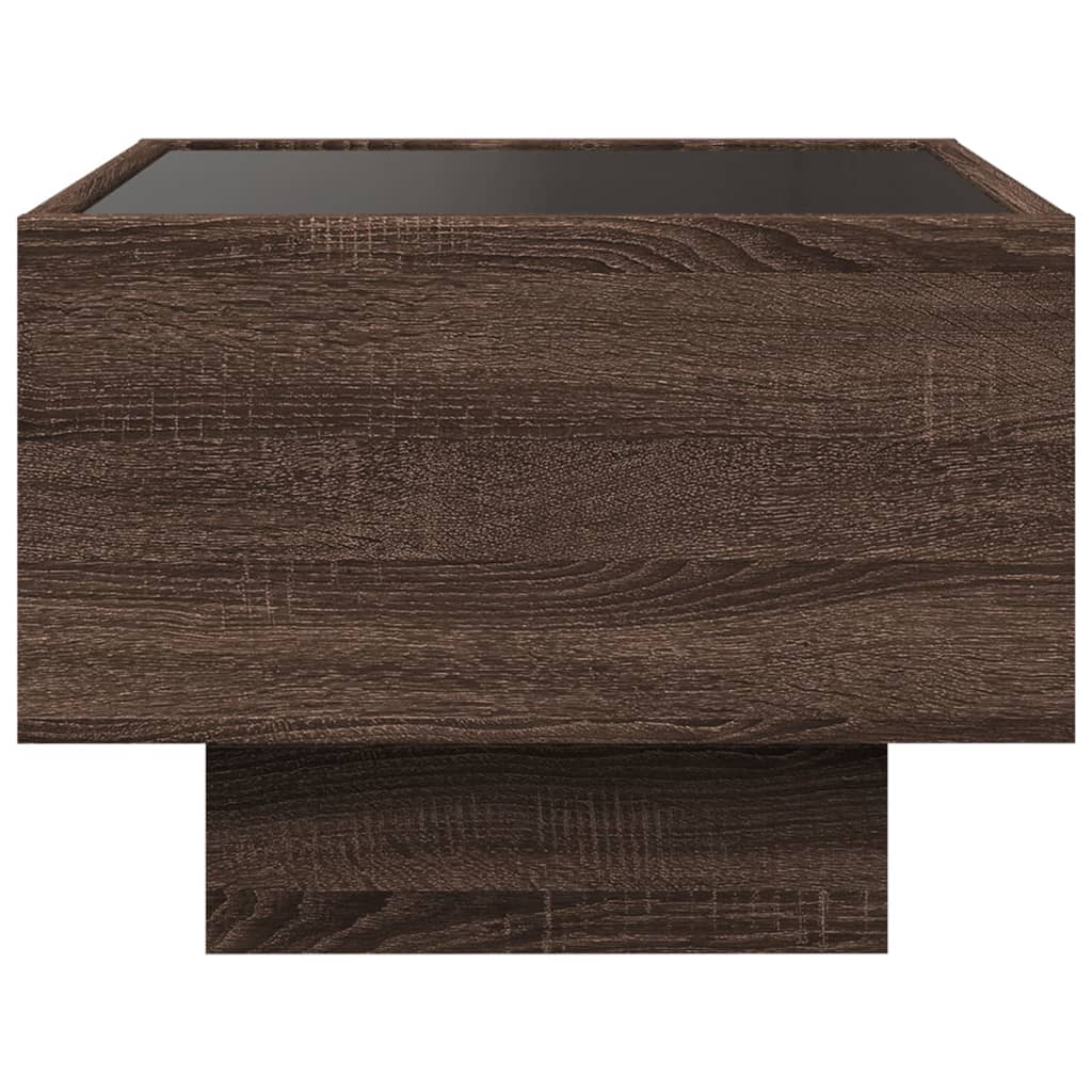 vidaXL Side Table with LED Brown Oak 40x40x30 cm Engineered Wood