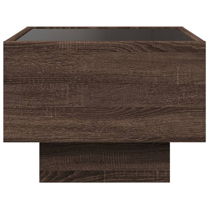 vidaXL Side Table with LED Brown Oak 40x40x30 cm Engineered Wood