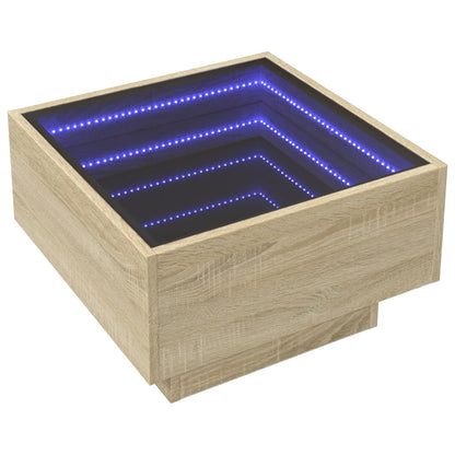 vidaXL Coffee Table with LED Sonoma Oak 50x50x30 cm Engineered Wood
