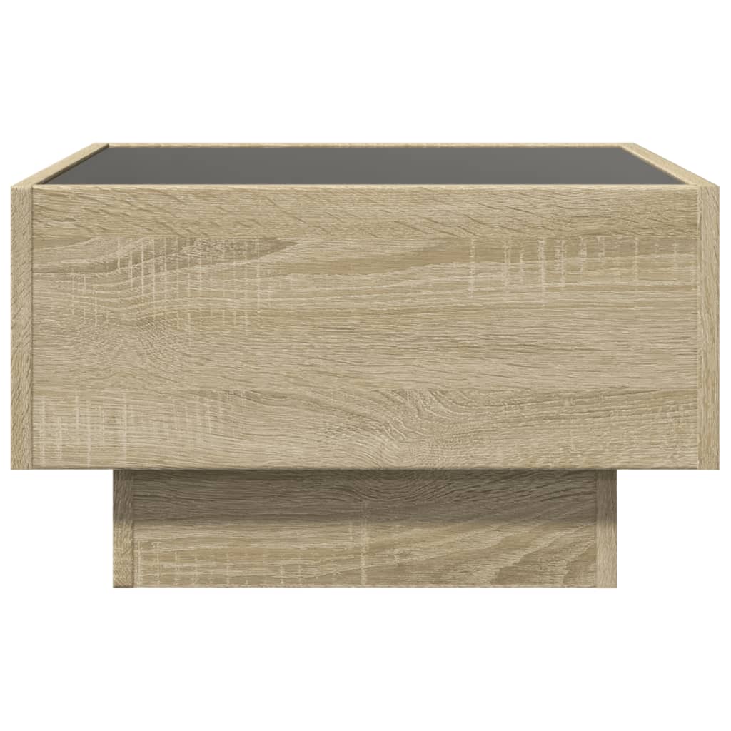 vidaXL Coffee Table with LED Sonoma Oak 50x50x30 cm Engineered Wood