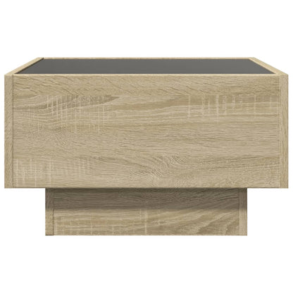 vidaXL Coffee Table with LED Sonoma Oak 50x50x30 cm Engineered Wood