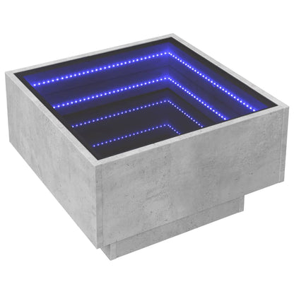 vidaXL Coffee Table with LED Concrete Grey 50x50x30 cm Engineered Wood