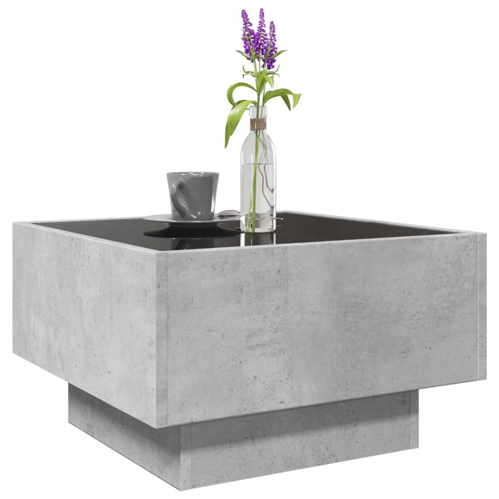 vidaXL Coffee Table with LED Concrete Grey 50x50x30 cm Engineered Wood
