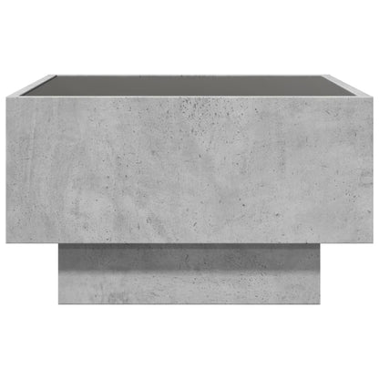 vidaXL Coffee Table with LED Concrete Grey 50x50x30 cm Engineered Wood